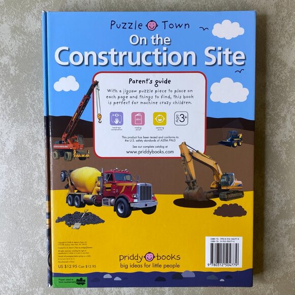 Puzzle Town "On the Construction Site" Book w/Puzzle Pieces - Picture 8 of 9